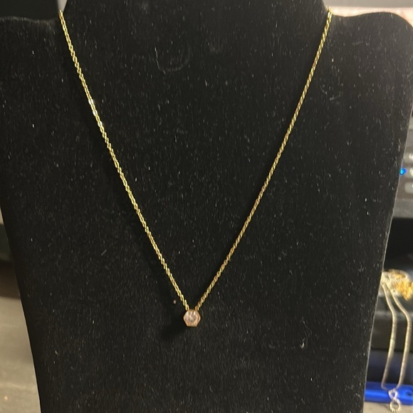 18k Gold Plated Necklace with Hexagon Cz Pendant - Picture 2 of 2
